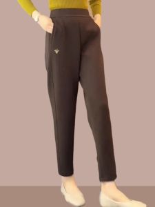 Slimming High Waist Nine-Five Casual Harlan Pants Womens Pure Color Straight Leg Trousers Korean Style Commute Fashion