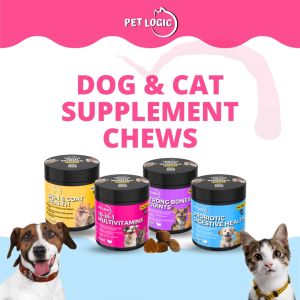 Pet Logic 10-in-1 Multivitamins + Strong Bones & Joints Dog & Cat Treats Supplement Snack: Dog Probiotics, Dog Multivitamins, Dog Supplements, Appetite Booster for Dogs, Puppy Food, Adult Dog Food for Pro Immune System & Jolly Joints