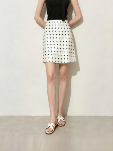 D-PLAY | Polka Dot Satin Charming A-Line Skirt