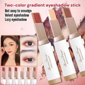 Gradient Dual-Color Eyeshadow Stick One-Swipe Application Waterproof Sweatproof Two Tone Eyeshadow Pencil Smudge-Proof Two-Color Eye shadow