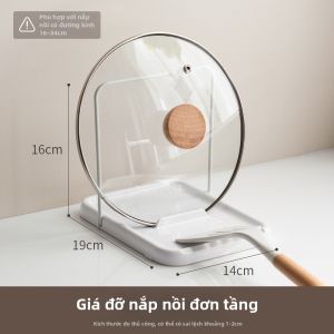LANJIAOLUO | Kệ Đựng Nắp Xoong Chảo Hai Tầng Để Bàn Bếp