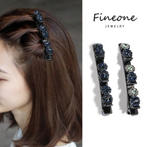 กิ๊บติดผมไรน์สโตนสองชั้นถักเปีย1ชิ้นกิ๊ฟหนีบผมสายรัดศีรษะแน่นอุปกรณ์ผมปิ่นใหม่