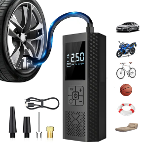 Portable Tire Inflator Wireless Car Tire Inflator with Pressure Gauge and LED Light
