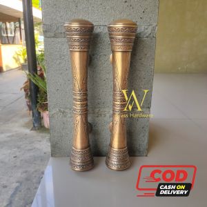Handle Pintu Rumah Kuningan Antik Motif Godo Jawa Ukir 40 cm 2 pcs