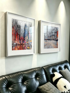 YASISHA | Abstract Line Urban Street Scene High-end Niche Blue Tones Decorative Painting