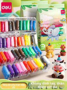 deli | Đất Nặn Nhẹ Dễ Làm Đồ Handmade An Toàn Thực Phẩm Không Độc Hại Thân Thiện Môi Trường Cho Trẻ Em 24 Màu