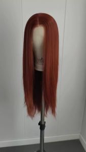 Tóc Giả Lưới Trước Màu Nâu Auburn Dành Cho Nữ Màu Đỏ Đồng Gừng Đậm Chất Liệu Tổng Hợp Đã Tỉa Sẵn Không Cần Keo Tóc Thẳng Sợi Chịu Nhiệt Cao.