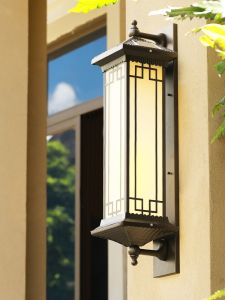 ไฟสolar สำหรับกลางแจ้ง ทนทานต่อการฝนตก ไฟติดกำแพงสวน ไฟติดเสาประตูบ้านสไตล์จีนโบราณ ไฟส่องสว่างแบบติดตั้งภายนอก