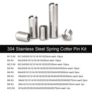1 Set M1.5 M2 M2.5 M3 M4 M5 M6 M8 M10 GB879 304 Stainless Steel Elastic Cotter Tension Dowel Roll Spring Pin Assortment Kit