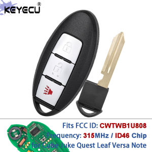 KEYECU FCC ID: CWTWB1U808 315MHz ID46 Chip Smart Remote Key Fob 3 Button for Nissan Cube Juke Quest Leaf Versa Note 2010-2017