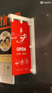 ป้ายโลโก้ร้าน ป้ายธงญี่ปุ่น หน้าหลัง ร้านคาเฟ่สุดเก๋ ป้ายร้านอาหาร  ป้ายร้านค้า ป้ายแต่งร้าน แบบ 2 หน้า สุดชิค! 38x65cm