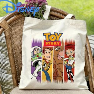 Disney | 1PC Disney Toy Story Characters Buzz Woody Bullseye Jessie Print Canvas Tote Shoulder Bag
