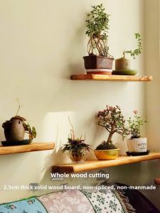 Modern Minimalist Wide Board Shelf Wall Mounted Solid Wood One-Word Board Layer Board Storage Display Rack for Bedroom Study