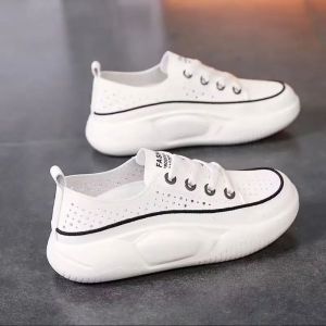 Womens Versatile and Comfortable Velvet Leather Hollowed Out Breathable Student Single Shoe Board Shoes