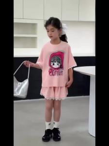 ชุดเด็กผู้หญิง เสื้อลูกไม้+ กางเกงขาสั้นลูกไม้ ชุดลูกไม้ ชุดเด็ก เสื้อผ้าเด็กโต เสื้อผ้าเด็กผญ