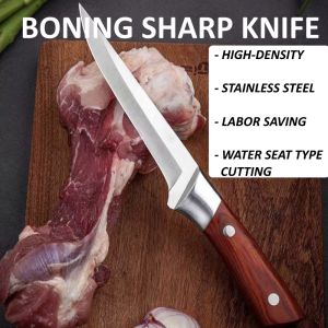 LIVING STORE BONING KNIFE 3-Layer Carbon  JAPAN MULTI-PURPOSE STEEL KNIFE PRO Pisau dengan Sarung Premium  Penyingkiran Tulang (PRO)