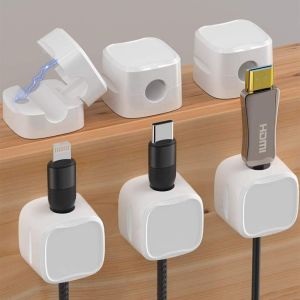 CHD629 桌面理线器 (12pcs) Magnetic Cable Organizer Desktop Mobile Phone Data Cable Charging Storage Holder Clip Plug Traceless Cable Winder