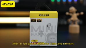 Awei T87 Original Bluetooth 5.3 ENC Smart Noise Canceling Earphones Dual Bass Ultra Low Latency True Wireless Earbuds 30H Playtime Built-In Microphone IPX6 Waterproof Sports Earpiece