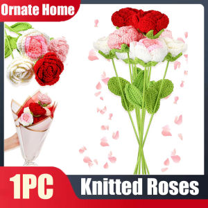 Crochet Flowers Party Gifts for Handmade Knitted Roses Bouquet Finished Crochet Gifts for Birthday Wedding Graduation