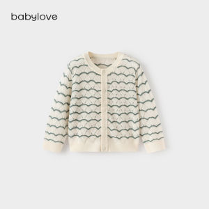 BabyLove Breathable Summer Lightweight Knitted Cardigan Outfit Air Conditioning Shirt Casual Style Long Sleeve round Neck Coat