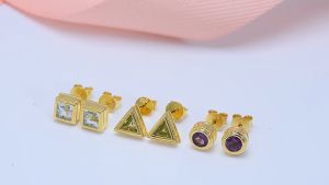 Cincine Bạc 925 Gốc Bông Tai Tự Nhiên Bầu Trời đá topaz xanh dương Peridot Bông Tai bông tai đá quý Cho Phụ Nữ Ban Đầu mạ vàng bông tai trang sức