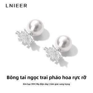 Lnieer | Bông Tai Ngọc Trai Pháo Hoa Bạc Sát 999
