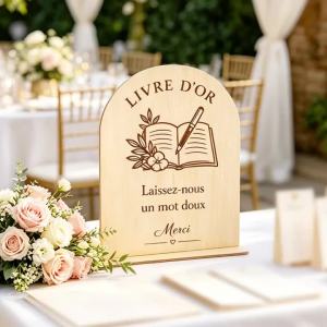 Wedding Wooden Sign Place Card With Holder Freestanding Tabletop Plaque for Wedding Guest Book Dessert Party Desktop Display