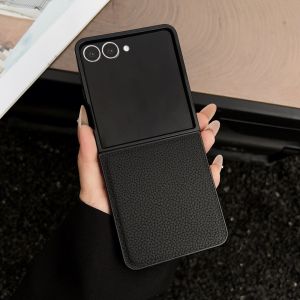szhaiyu | Luxury Lychee Pattern Leather Phone Case for Samsung Galaxy Z Flip 8 7 6 5 4 3 5G Shockproof Soft Cover for ZFlip8 ZFlip7FE