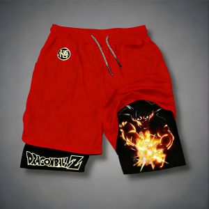 Bandai | Dragon Ball Goku Anime Printed Double Layer Quick Drying Breathable Sports Shorts 2026 Mens and Womens Summer Boxing Shorts