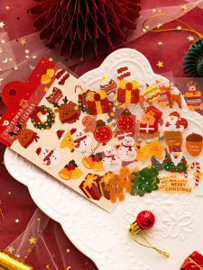 Senyu Leaf 60 Christmas Decorative Stickers Removable Waterproof Childrens Gift Box Stickers Show Window Decoration Hanging Card