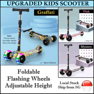 3 Wheels Kids Scooter with Front Light Up Front Wheels. Upgraded Wider Wheels for better stability and safety! Adjustable Height. Foldable