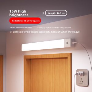 New Automatic Induction Light Nighttime Sensor Lamp Plug-In Bathroom Door Indoor Lighting LED Source PVC Material 220V Voltage