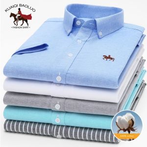 Áo Sơ Mi Nam Mùa Hè Paul Cotton Nguyên Chất Tay Ngắn Thường Ngày Cỡ Lớn Oxford Fabric Áo Sơ Mi Mỏng Nửa Tay Áo Mềm Bóng