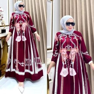 Gamis Naomi Dress Motif Karakter Gamis Rayon Diamond Busui Frindly Dress Karakter Motif Terbaru