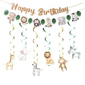 Jungle Animal Birthday Decoration Tablecloth Girl Theme Balloons Tableware Banner Backdrop Set Candy Bag Boy Accessories Kit