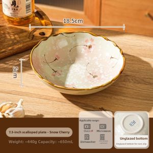 SHELI | Vintage Ceramic Serving Plate With Cherry Blossom Pattern