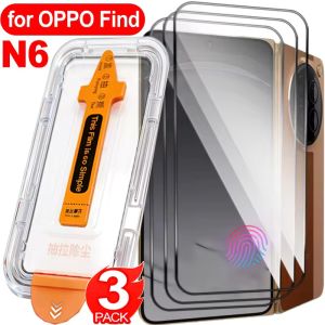 3Pcs Black Privacy Protector Tempered Glass One-Piece Fit HD Protective Films for OPPO Find N6 Auto Alignment Screen Protectors