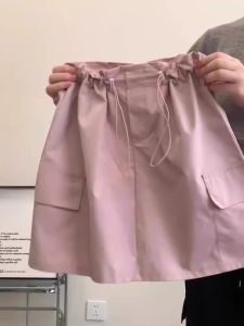 Dopamine Pink Mini Skirt Womens Summer plus Size High Waist A-Line Workwear Skirt Korean Style Commute High Waist Design