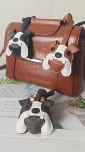 PU Leather 3D Pug Puppy Dog Leather Bag Charm Handbag Cute Keychain Car Home Decoration Clothing Pendant Keyring Accaccessories
