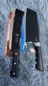 Combo 2 dao thép nhật nhà bếp siêu bén lưỡi vân chống dính