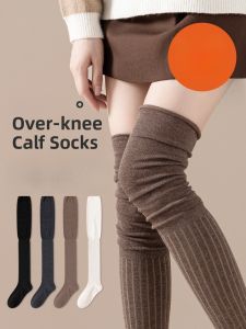 JINGCHI | Knee-high Cotton Blend Womens Socks Autumn Winter Thickened Long Tube Socks With Knee Protection For Boots And Leg Shaping Function