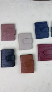 Dompet Kartu Wanita Mini Elegan Gaya Korea Motif Croco Warna Anggrek Abu-abu