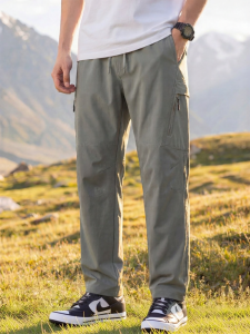 Enjeolon | Mens Outdoor Utility Pants Light Summer Fit Adjustable Waist Long Trousers