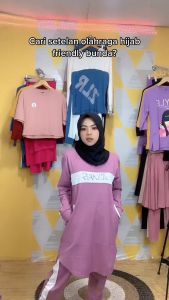 Setelan Baju Olahraga Wanita Muslimah Gowes Senam Joging One Set Ayumi by Zolaris