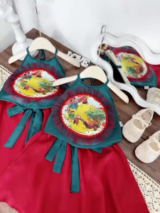 Sét đồ gồm áo yếm + chân váy họa tiết trung thu cho bé gái đồ trung thu cho bé gái trung thu 2025