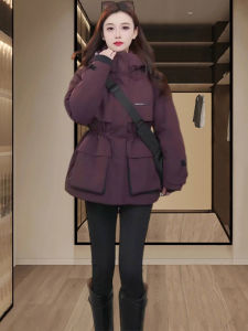 Shalldoer | Hooded Waist Cinched Cotton Down Coat Women