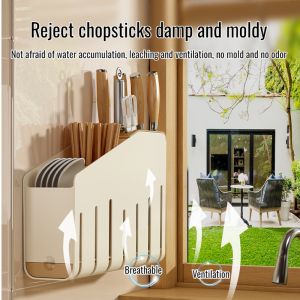 【High-end Genuine】High-Grade New Chopsticks Storage Box Wall-Mounted Household Chopsticks Tube Kitchen Chopsticks Spoon Storage Rack Chopsticks Basket Chopsticks Cage筷子收纳盒