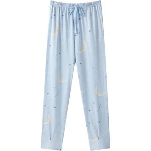 THREEGUN | Cotton Loose Leg Opening Printed Long Pants Loungewear