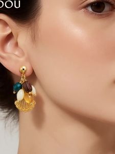 ajidou | Mẫu Dopamine Kích Cỡ Lớn: Bông Tai Bóng Đẹp Cho Ngày Nghỉ Dưỡng Tại Bãi Biển Với Thiết Kế Ốc Và Giọt Nước