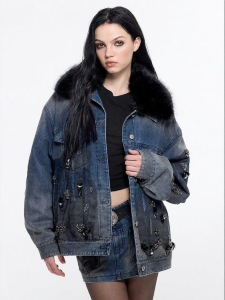 Studded Glitter Jeans Jacket